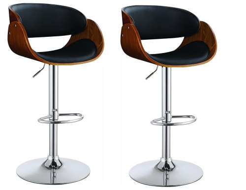 Bar Stools / Kitchen Counter Chairs  Set of 2 - Black / Brown Colour