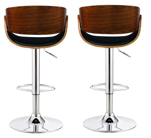 Bar Stools / Kitchen Counter Chairs  Set of 2 - Black / Brown Colour