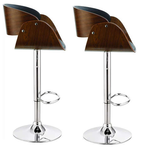 Bar Stools / Kitchen Counter Chairs  Set of 2 - Black / Brown Colour