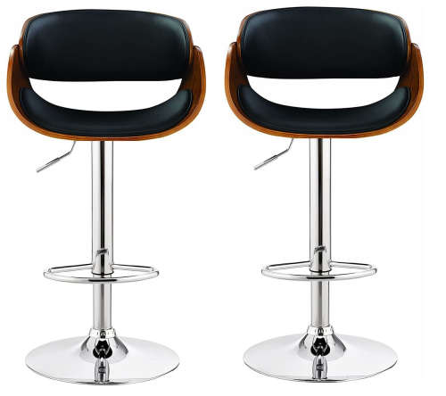 Bar Stools / Kitchen Counter Chairs  Set of 2 - Black / Brown Colour