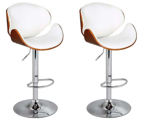 Bar Stools / Kitchen Breakfast Chairs  Pack of 2-Cream / Brown Colour