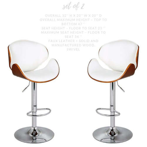 Bar Stools / Kitchen Breakfast Chairs  Pack of 2-Cream / Brown Colour