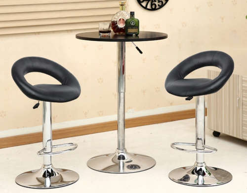 Bar Stools / Kitchen Breakfast Chairs - Two Pack - Black Colour