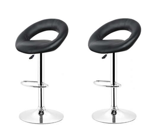 Bar Stools / Kitchen Breakfast Chairs - Two Pack - Black Colour