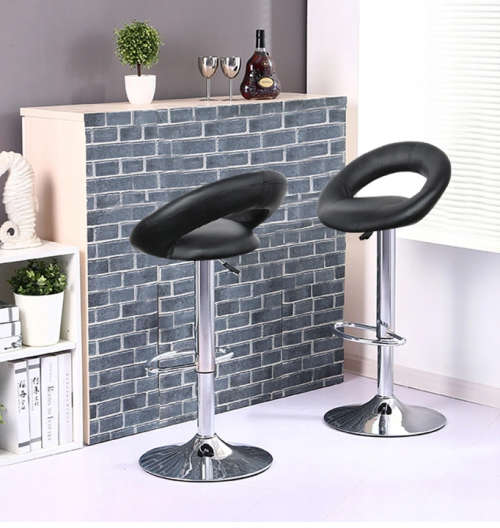 Bar Stools / Kitchen Breakfast Chairs - Two Pack - Black Colour