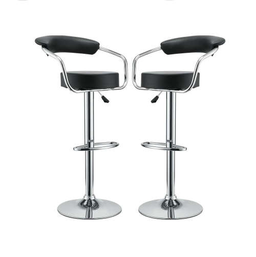 Bar Stools with Armrests - Set of 2 - Black