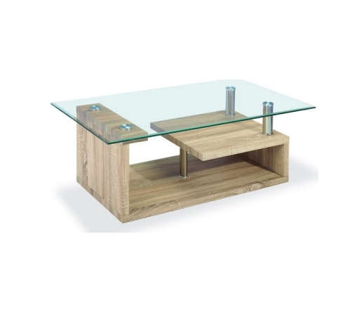 Coffee Tables - Tempered Glass Top - Oak Base