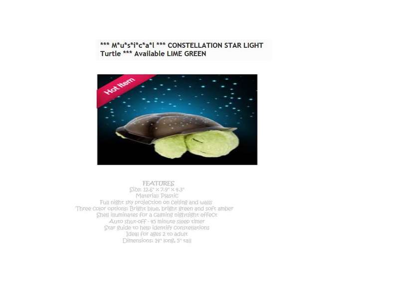 Musical Turtle Star Night Light