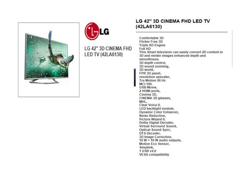LG 42" 3D CINEMA FHD LED + 3D Glasses for FREE - WACKY WEDNESDAY TODAY ONLY!