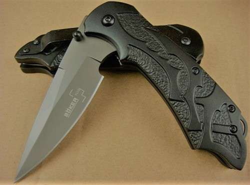 *LOW START* STOCK CLEARANCE*ONLY 2 LEFT*BOKER PA45 BLACK FOLDABLE KNIFE WITH BELT CLIP