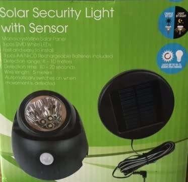 *ONLY 2 TO GO*QUALITY SOLAR SECURITY LIGHT WITH SENSOR AND REMOVABLE RECHARGEABLE BATTERIES