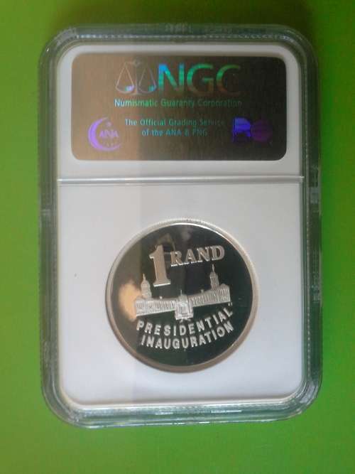 1994 NELSON MANDELA PRESIDENTIAL INAUGURAL SILVER R1 COIN NGC GRADED PF69UC