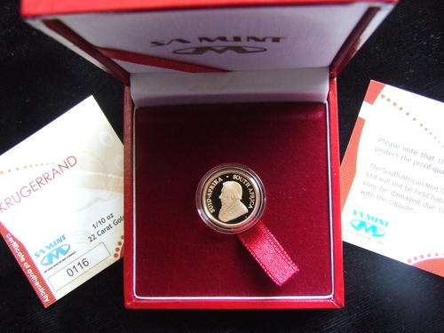 2009 KRUGER PROOF GOLD 1/10 OZ WITH CERTIFICATE OF AUTHINTICITY LOW NUMBER 116 & 117