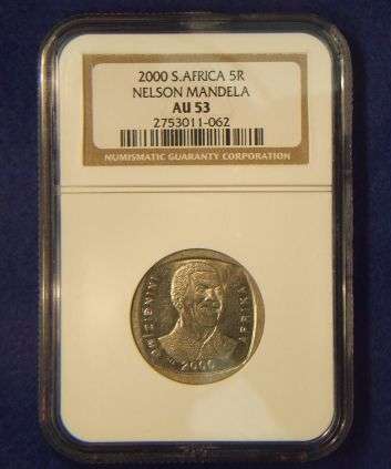 2000 NELSON MANDELA  R5  NGC GRADED AU 53!!!!