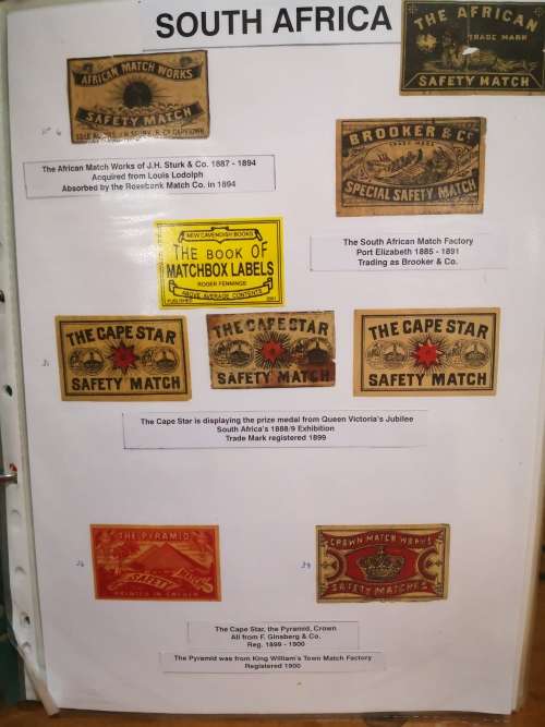 Antique/Vintage South African Matchbox Label Collection - 1887