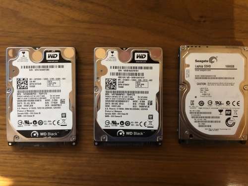 Lot of 2.5" Harddrives 1000GB SSHD, Black 750GB, Black 500GB