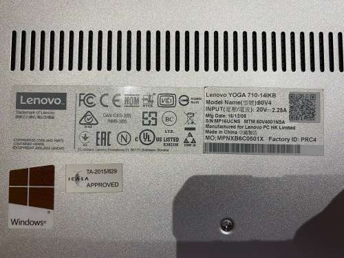 TOUCH SCREEN LENOVO IDEAPAD YOGA 710-14iKB*CORE i7-7500U*2.70GHZ*8 GB RAM*256 GB SSD*14` PLEASE READ