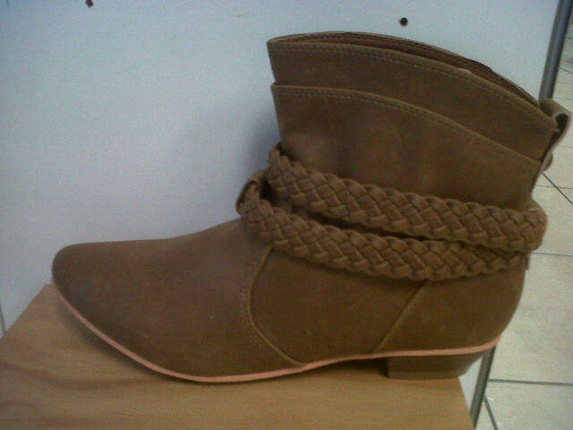 TAN ANKLE BOOTS - JC2595-4 - PLAITED ANKLE STRAP DETAIL SIZE 7 ONLY