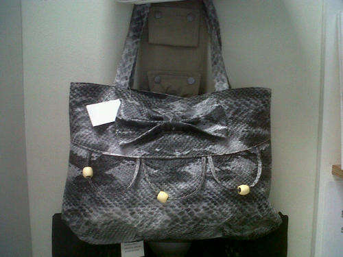 STYLISH HANDBAG - MOCK SNAKESKIN GREY HANDBAG