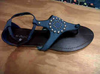 4810054 TBAR THONG WITH STUD DETAIL CLOSED BACK FLAT SANDAL - BLUE/GREY