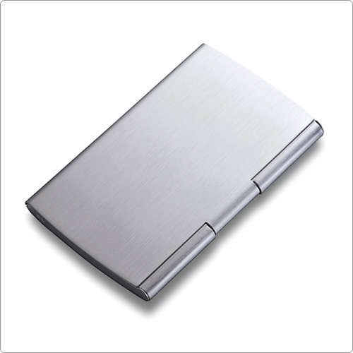 GIFT, METAL BUSINESS CARD CASE / HOLDER, GERMAN DESIGN, BRUSHED TEXTURE, STAINLESS STEEL
