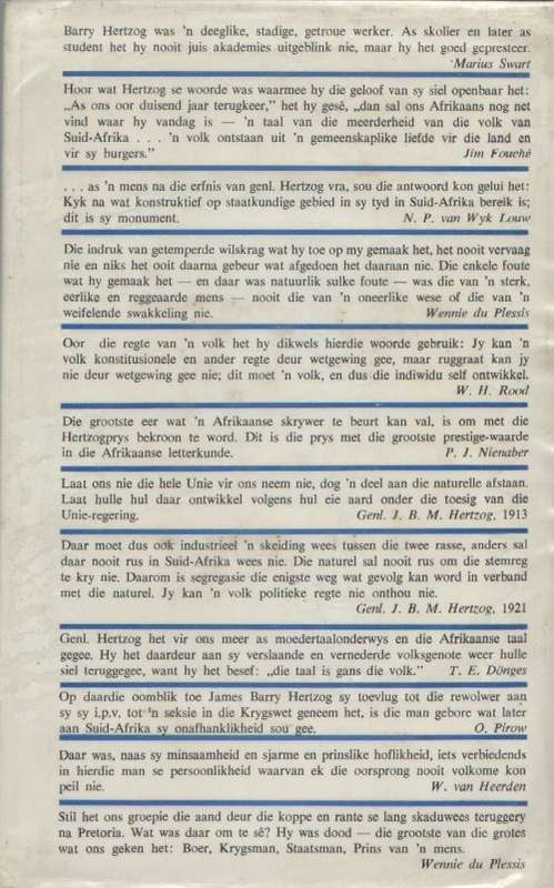 GEDENKBOEK VIR GENERAAL J B M HERTZOG - PROF P J NIENABER (1965)