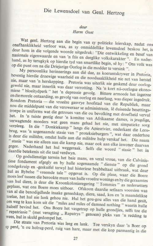 GEDENKBOEK VIR GENERAAL J B M HERTZOG - PROF P J NIENABER (1965)