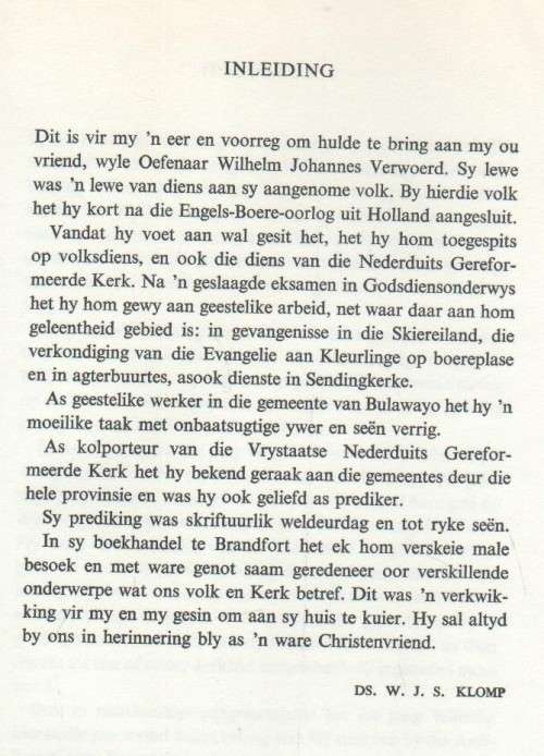 WILHELM JOHANNES VERWOERD - MEV S A JOUBERT VERWOERD (1965)