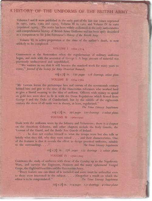 A HISTORY OF THE UNIFORMS OF THE BRITISH ARMY, VOL:V - CECIL C P LAWSON  (REPRINT 1970)