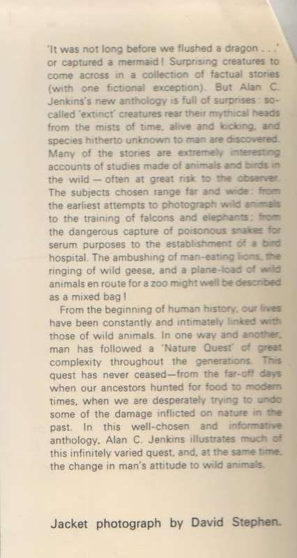 NATURE QUEST, AN ANTHOLOGY OF WILD LIFE STORIES - ALAN C JENKINS  (1972)