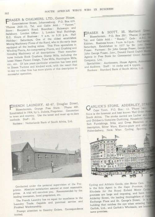 SOUTH AFRICAN WHO'S WHO AND BUSINESS 1915