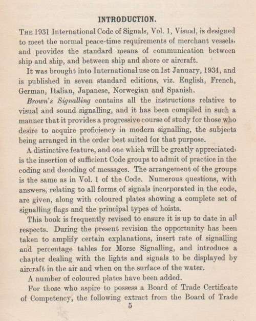 BROWN'S SIGNALLING: HOW TO LEARN THE INTERNATIONAL CODE AND SIGNALS (1939)