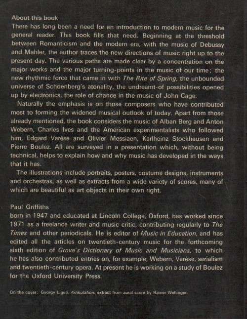 A CONCISE HISTORY OF MODERN MUSIC - PAUL GRIFFITHS (1978)