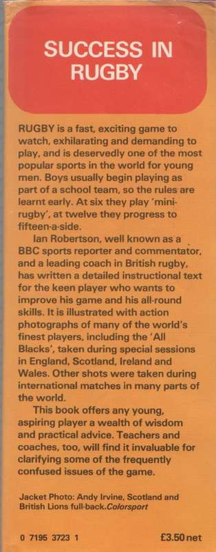 SUCCESS IN RUGBY - IAN ROBERTSON (1 ST PUBLISHED 1980)