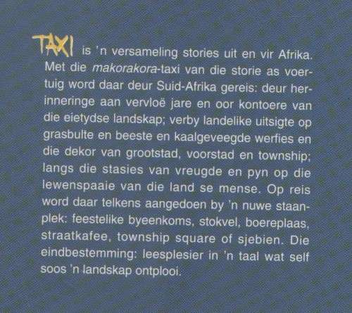 TAXI , STAANPLEK - STORIES - G A JOOSTE (3 DE DRUK 1998)