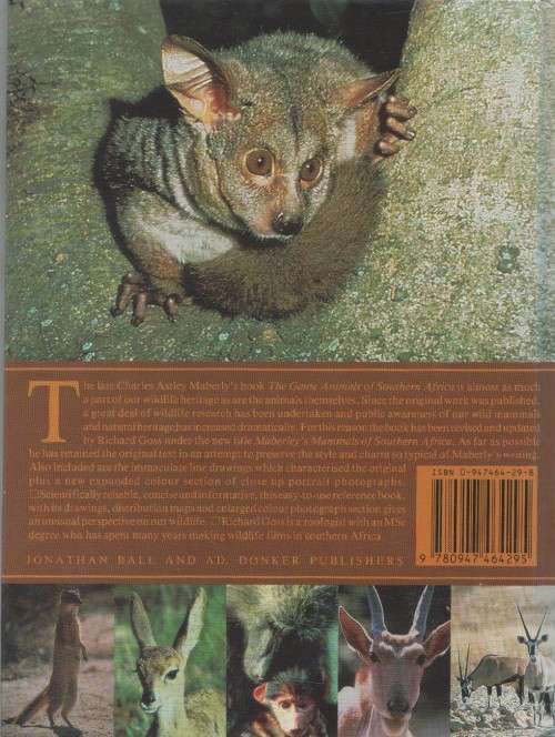 MABERLY'S MAMMALS OF SOUTHERN  AFRICA - RICHARD GOSS (1 ST PUBL 1986)