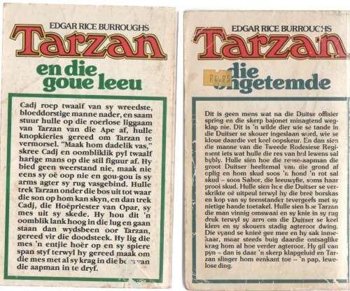 VYF AFRIKAANSE TARZANBOEKE, NR'S 9,7,6,3 EN 1 - EDGAR RICE BURROUGHS