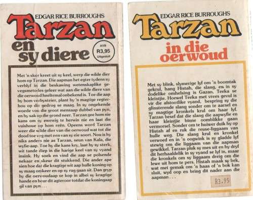 VYF AFRIKAANSE TARZANBOEKE, NR'S 9,7,6,3 EN 1 - EDGAR RICE BURROUGHS