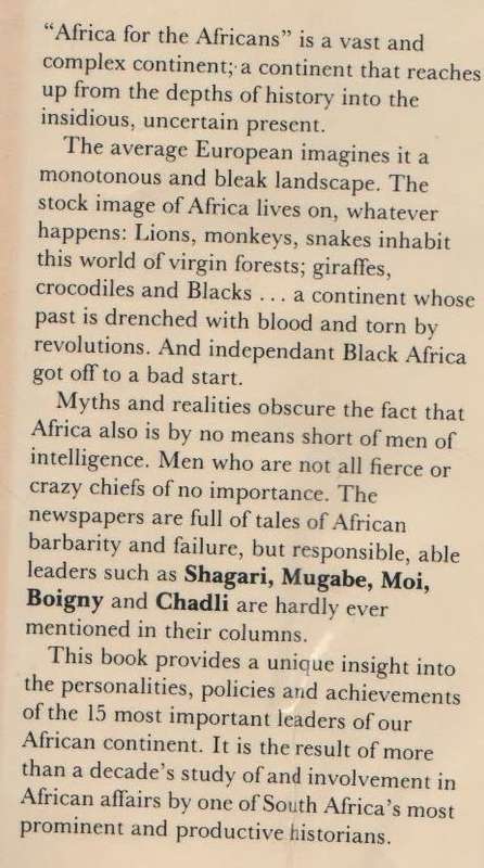 AFRICA'S MEN OF DESTINY - A P J VAN RENSBURG (1 ST EDITION 1981)