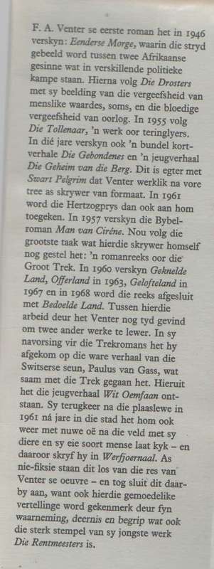 Die Rentmeesters - F A Venter (2 de druk 1970)