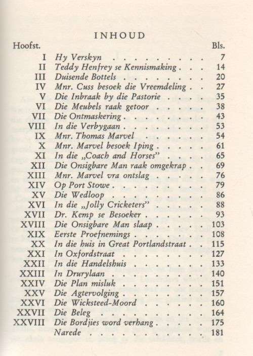 DIE ONSIGBARE MAN, XVI - H G WELLS (DIE LIBRI-REEKS (1962) JEUGLEKTUUR