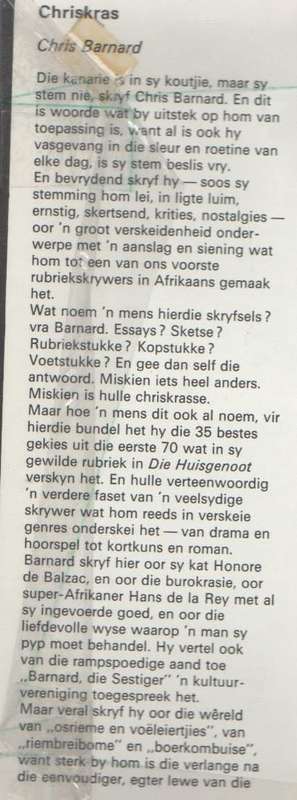 CHRISKRAS - CHRIS BARNARD (3 DE DRUK 1974)