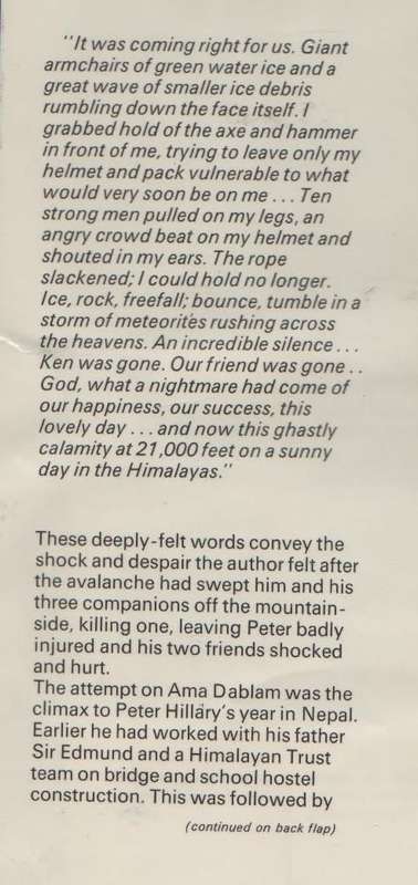 PETER HILLARY - ...A SUNNY DAY IN THE HIMALAYAS (1 ST PUBLISHED 1980)