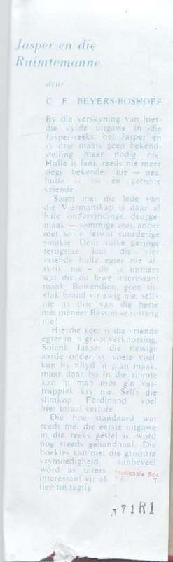 JASPER EN DIE RUIMTEMANNE, NOMMER 5 - C F BEYERS-BOSHOFF (1960)
