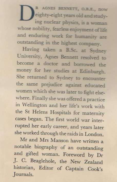 DOCTOR AGNES BENNETT - CECIL & CELIA MANSON (1960)