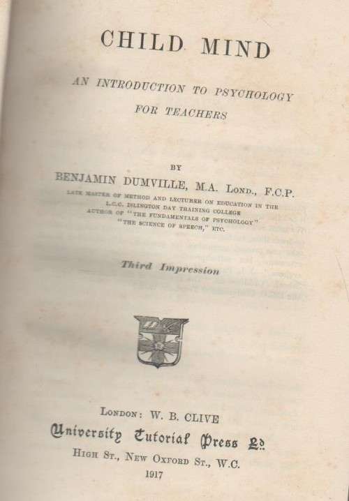 TWO OLD HARD COVER BOOKS: EXPERIMENTAL PSYOHOLOGY and CHILD MIND