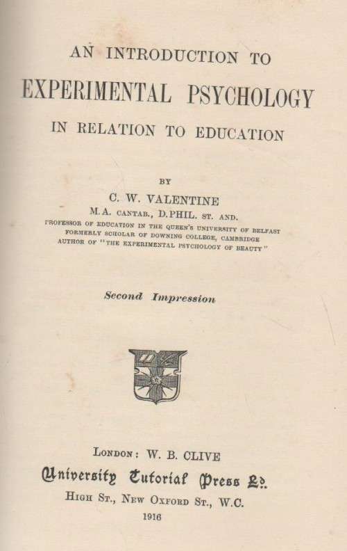 TWO OLD HARD COVER BOOKS: EXPERIMENTAL PSYOHOLOGY and CHILD MIND