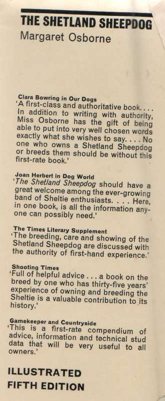 THE SHETLAND SHEEPDOG - MARGARET OSBORNE (5 TH EDITION 1973)