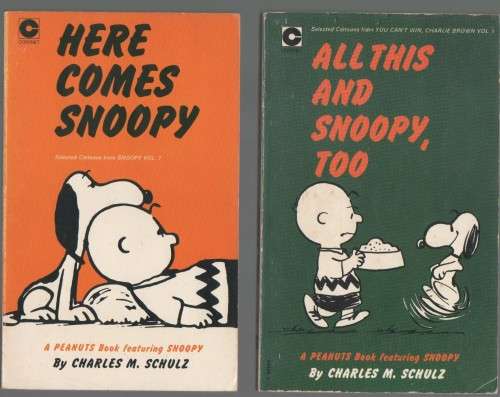 FIVE CHARLIE BROWN PAPERBACKS BY CHARLES M SCHULZ