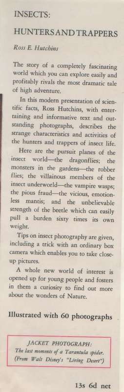 INSECTS- HUNTERS AND TRAPPERS - ROSS E HUTCHINS (1962)